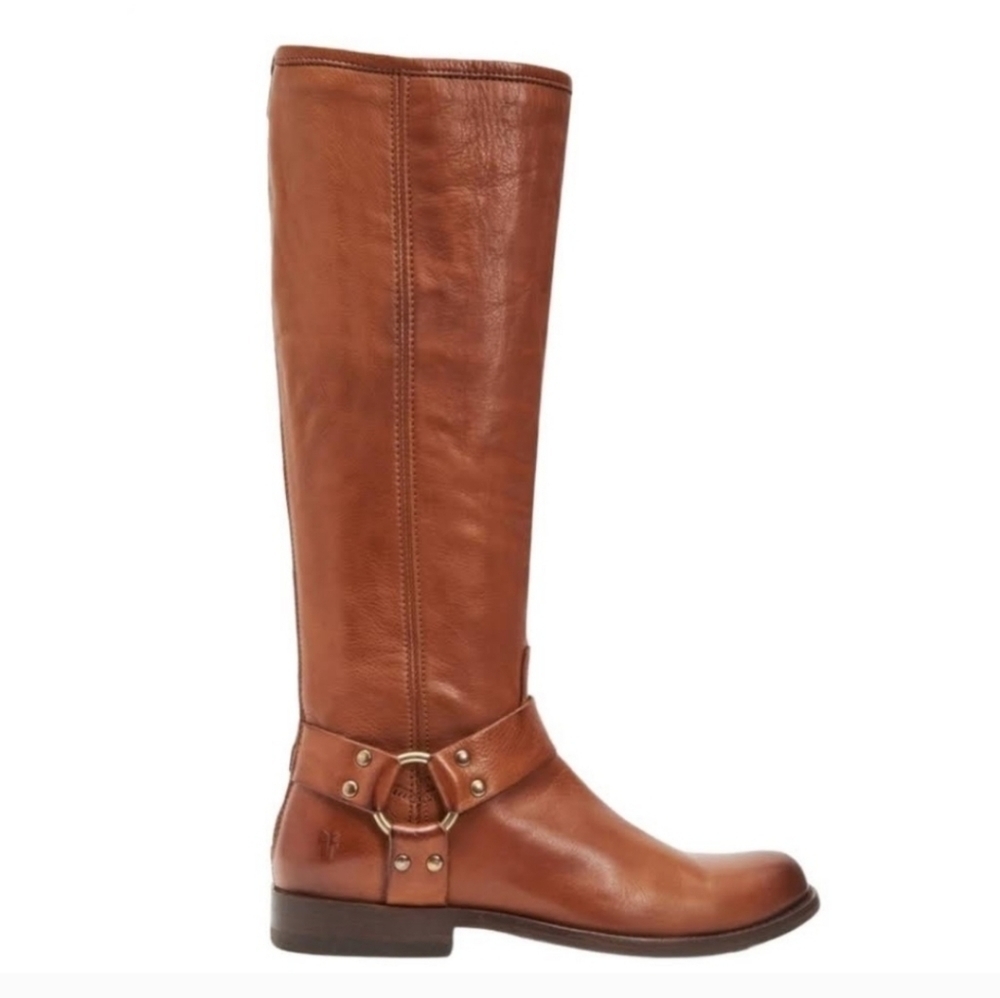 Frye Phillip Harness‎ Brown Leather Tall Boots